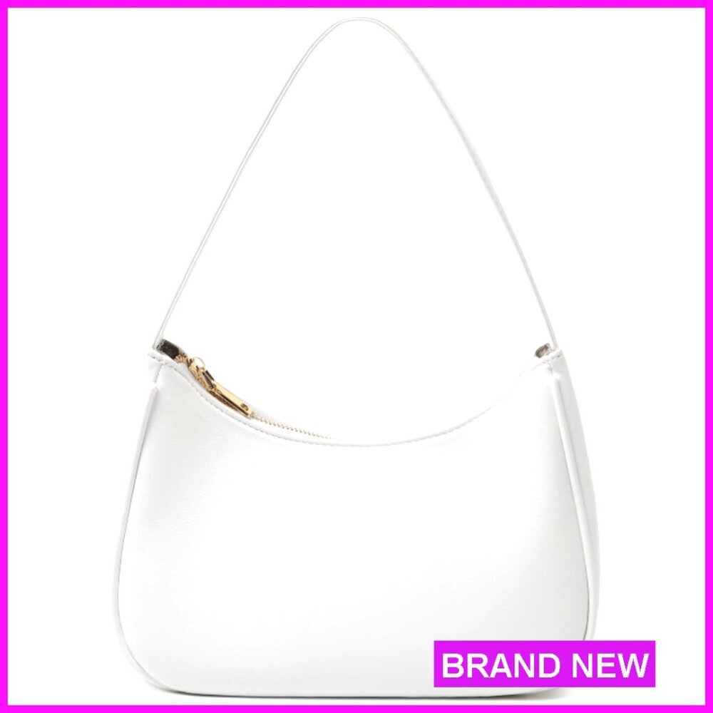 Mini Hobo Shoulder Bag Tote Clutch Vegan Leather Zipper Closure Elegant